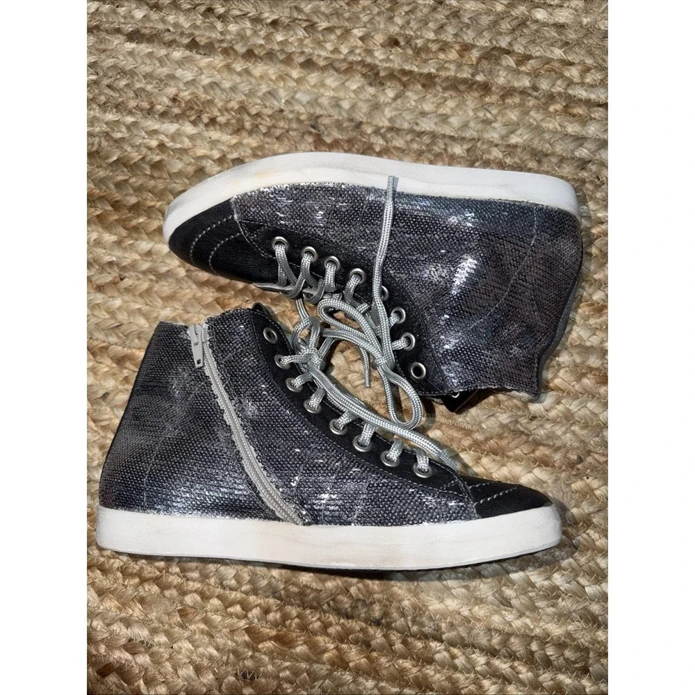 NEW PrimaBase Forma Women's Black Silver Sequin High Top Made In Italy Size 9